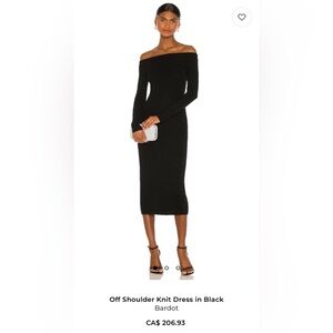 Bardot Off Shoulder Long Sleeve Knit Dress Black | S